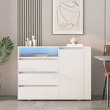 ZUN Storage cabinets with LEDs, 3 drawer sofa side cabinet,Drawer chest with open storage W1321126689