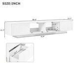 ZUN TV Stand with Fluted tempered Glass Doors for TVs Up to 95'', Functional Media Console with Arched 50953049