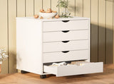 5 Drawer Storage Cabinet with Wheels for Bedroom, Home, Office Organization, White 48905410