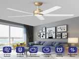 52 inch Ceiling Fans with Lights, Large Air Volume Ceiling Fans with Reversible Quiet DC Motor and 10595936