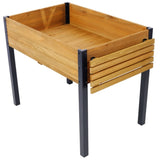 ZUN Raised Garden Bed, Metal Leg Wood Planter Boxes with Folding Storage Shelf,Elevated Planter Box for W465P182255