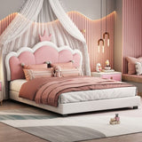 Full size Upholstered Princess Bed With Crown Headboard,Full Size Platform Bed with Headboard and N733P180808K