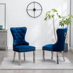 ZUN Montura Contemporary Tufted Velvet Chair with Nailhead Trim, Set of 2, Blue T2574P164574