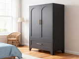 60" Tall Metal Wardrobe Cabinet with 1 Drawer and Hanging Rod, 2 Doors Wardrobe Closet with Shelf 12107111