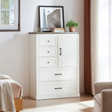 ZUN Farmhouse 5 Drawer Dresser for Bedroom, Tall Chest of Drawers, Chest of Drawers Organizer W1162P190835