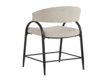 25'' Seat Height Modern Fabric Bar Stools with Back, Black Metal Frame, Comfortable Counter Stools N780P369956B