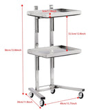 2 Tier Beauty Salon SPA Rolling Cart with Double Storage Tray Stainless Steel 02610336