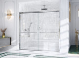 (NEW) 56"-60"W*72" H Semi-Frameless Double Sliding Shower Door, Bypass Shower Door, 1/4" (6mm) Thick W2813P388006