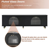 ON-TREND Contemporary TV Stand Adjustable Shelves for TVs Up to 78'', Stylish Media Console WF325998AAB