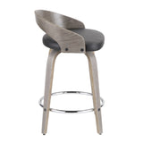Grotto Mid-Century Modern Counter Stool with Light Grey Wood and Black Faux Leather by LumiSource B202P222353