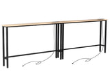 2 Pack 39.4" Narrow Console Sofa Table with Power Outlets and USB Ports, 25208205