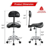 Saddle Stool with Back Support, Rolling Stools with Foot Rest, Ergonomic Adjustable Stool with N753P300969B