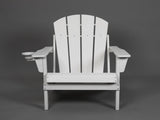 Folding Adirondack Chair with Dual Cup Holder - Composite Adirondack Chair with Wood Texture- White 20269629