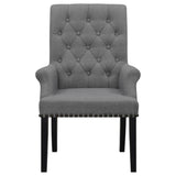 Grey Tufted Arm Chairs with Nailhead Trim B062P145443