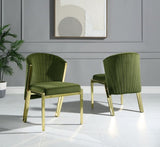 ZUN ACME Fallon Side Chair , Green Velvet & Mirrored Gold Finish DN01956