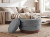 Round Rotating Storage Footstool with Solid Wood Frame, No Assembly Required Makeup Chair with 5.5 77685920