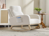 Modern Accent Rocking Chair Rocking Chair with Solid Wood Legs, Upholstered Nursery Glider Rocker, 83695251