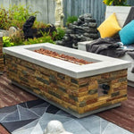 ZUN 60in Concrete Fire Pit Table with Stone Looks Propane Gas Fire Pit Table W853P232778