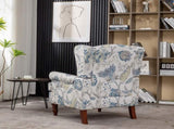 Modern Accent with Retro Wood Legs, Comfy Upholstered Armchair, Floral Design Single Sofa 75700450