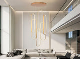 High Ceiling Chandelier Modern LED Ring Pendant Light 3 Color Dimmable Gold Chandeliers Contemporary 87694534