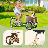 ZUN Foldable Tricycle for Kids Ages 6-12,Mini Cargo,Pet,Reverse Tricycle,Outdoor Parent-Child W1019P163629