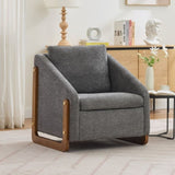 057- Set of 1 Chenille Fabric Modern Upholstered Armchair with Wooden Side Frame , Accent Leisure W527P239828