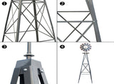8FT Weather Resistant Yard Garden Windmill Gray & Red 43774607