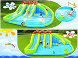 7 in1 Inflatable Water Park Three Slide with Blower Water Gun Sprinkler Fountain Climbing Wall for 40339182