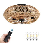 ZUN Rattan Ceiling Fan with 5 Bulbs W2738P242331