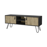 ZUN Kimball Hairpin Legs TV Rack, Media Unit with 2 Doors and Open Shelves B128P176179