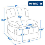 Large Manual Recliner Chair in Fabric for Living Room, Grey W3224P288516