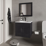 Slater Floating Bathroom Vanity Set with Sink, Two-Door Cabinet, and Mirror,Wengue B128P314806