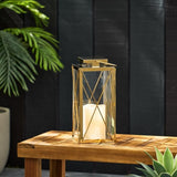 ZUN DEBORAH 14"H STAINLESS STEEL LANTERN 72187.00GLD