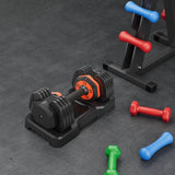 ZUN 55LB 5 in 1 Single Adjustable Dumbbell Free Dumbbell Weight Adjust with Anti-Slip Metal Handle, 05224593