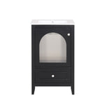 ZUN 20" Bathroom Vanity with Sink, Bathroom Cabinet with Soft Closing Glass Door, A Drawer, Black 94526635