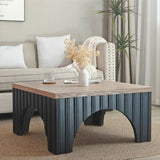 ZUN Modern Rustic Wooden Coffee Table with Black Base – Solid Wood Top and Arch Design Legs, Perfect for W2729P199000