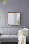 ZUN 32"x32" Square Mirror with Wood Frame, Wall Mirror for Living Room Bathroom Entryway W2078126453