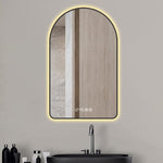 ZUN 28"x48"Arched LED Mirror for Bathroom,Time and temperature display, Backlight, Anti-Fog, Dimmable, W2709P242512