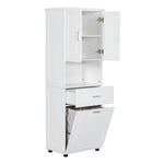 ZUN Tall Bathroom Cabinet with Laundry Basket, Large Space Tilt-Out Laundry Hamper and Upper 38181929