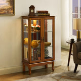 Curio Cabinet Lighted Curio Diapaly Cabinet with Adjustable Shelves and Mirrored Back Panel, 13840081