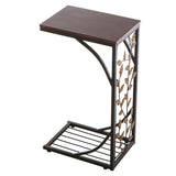 54*30.5*21CM Leaf Pattern Iron Side Table Coffee Table Brown 84392576