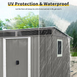 8 ft x 6 ft Outdoor Metal Storage Shed with Window,Transparent plate and lockable sliding door for W540P185320