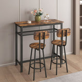 ZUN Bar table, equipped with 2 bar stools , with backrest and partition W57868883