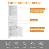 ZUN White Triangle Tall Cabinet with 3 Drawers and Adjustable Shelves for Bathroom, Kitchen or Living WF298150AAK