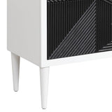 White and Black Accent Nightstand with 2 Drawers B062P185704