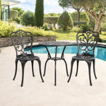 ZUN Best Choice Products 3-Piece Outdoor Rust-Resistant Cast Aluminum Patio Bistro Set Black W640P250968