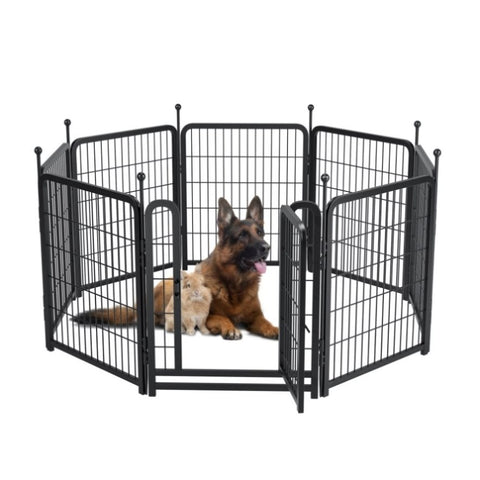 ZUN Dog Playpen 8 Panels 32" Height Heavy Duty Dog Fence Puppy Pen for Large Medium Small Dogs Indoor W578P187933