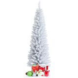 6 Feet White Artificial Christmas Pencil Tree with Folding Metal Stand 40601858