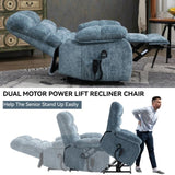 ZUN Lift Recliner Chair Heat Massage Dual Motor Infinite Position Up to 350 LBS Large Electric Power W1803P151609