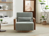 29.72"W Swivel Modern Upholstered Accent Chair with Solid Wood Armrests and 360 Degree Comfy Lounge W3188P417949